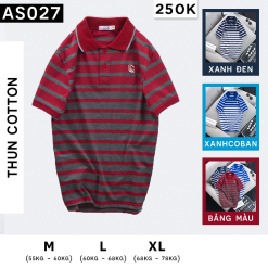 Áo Thun Polo Sọc Ngang Nam Cổ Phối Bo Thêu Logo - AS027