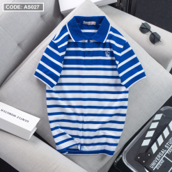 Áo Thun Polo Sọc Ngang Nam Cổ Phối Bo Thêu Logo - AS027