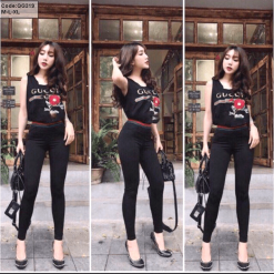 Xưởng sỉ quần leggin nữ phối lưng sọc đỏ cao cấp( kèm hộp)