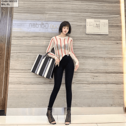 Quần Leggin nữ màu đen phối mạc cao cấp ( kèm hộp)