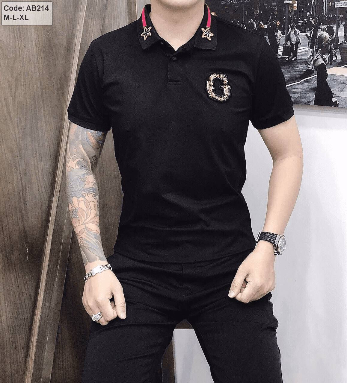 Áo thun nam cổ bẻ thêu logo cao cấp