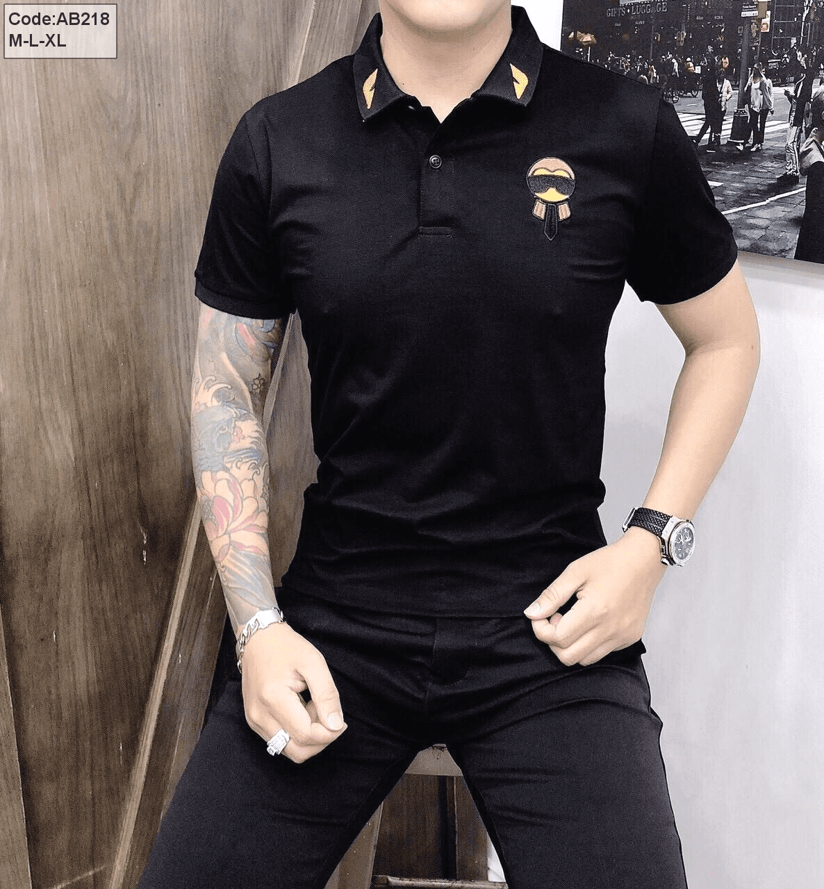 Xưởng sỉ áo thun nam cổ bẻ thêu hình