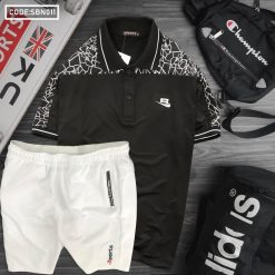 Set bộ nam áo cổ bẻ quần thể thao chữ Sports