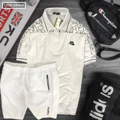 Set bộ nam áo cổ bẻ quần thể thao chữ Sports