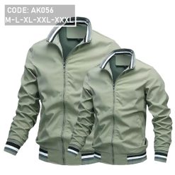 Áo Khoác Dù Nam 2 Lớp Cổ Trụ Phối Sọc - AK056