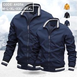 Áo khoác nam cổ trụ phối sọc 2 lớp - AK056