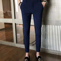 Quần tây nam vải co giãn ống côn vải không nhăn không xù
