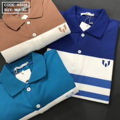 Áo Thun Nam Có Cổ Phối Sọc Ngang Có Túi - AS036
