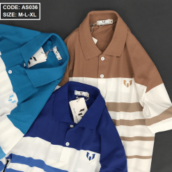 Áo Thun Nam Có Cổ Phối Sọc Ngang Có Túi - AS036