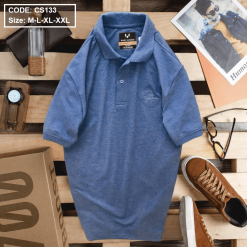 Áo Thun Nam Cổ Bẻ Thêu Chữ Cao Cấp - CS133