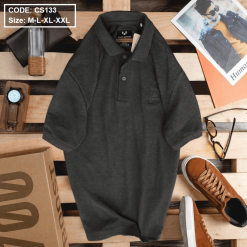 Áo Thun Nam Cổ Bẻ Thêu Chữ Cao Cấp - CS133