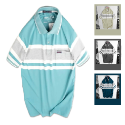 Áo Thun Nam Sọc Ngang Cổ Bẻ Có Túi Cao Cấp - AS038