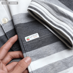 Áo Thun Nam Sọc Ngang Cổ Bẻ Có Túi Cao Cấp - AS038