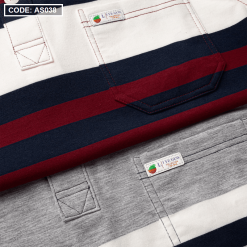 Áo Thun Nam Sọc Ngang Cổ Bẻ Có Túi Cao Cấp - AS038