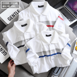 Áo Thun Nam Có Cổ Tay Ngắn Phối Sọc - CS149