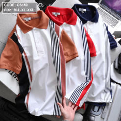 Áo Thun Polo Nam Tay Ngắn Kẻ Sọc Dọc - CS150