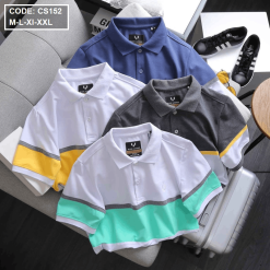 Áo Thun Nam Có Cổ Tay Ngắn Phối Sọc - CS152