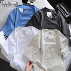 Áo Thun Nam Cổ Tròn Dập Nổi Logo Vải Thun Cotton - AB386