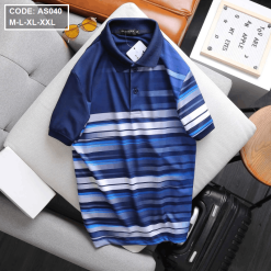 Áo Thun Nam Cổ Bẻ Sọc Ngang Tay Ngắn - AS040