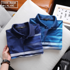 Áo Thun Nam Cổ Bẻ Sọc Ngang Tay Ngắn - AS040