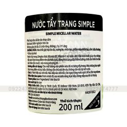 Nước Tẩy Trang Simple Kind To Skin Micellar Cleansing Water 200ml - 8712561669825