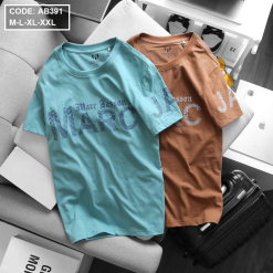 Áo thun nam cổ tròn in chữ thun cotton wash nhẹ - AB391