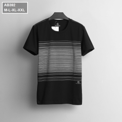 Áo Thun Nam Cổ Tròn 2 Màu In Sọc Ngang Ngực (Có Size 3XL) - AB392
