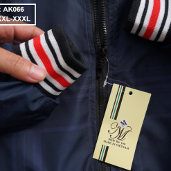 Áo khoác nam Bomber vải dù 2 lớp bo phối sọc - AK066