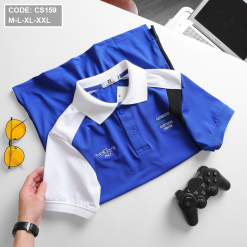Áo Thun Nam Cá Sấu Poly Cổ Bẻ Ghép Vải Thêu Chữ - CS159
