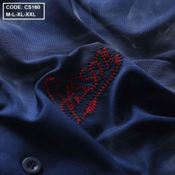 Áo thun nam cổ bẻ thêu chữ thun co giãn - CS160