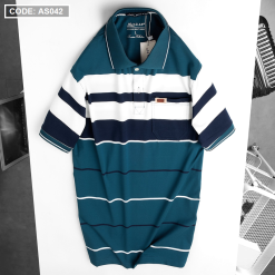 Áo Thun Sọc Nam Trung Niên Cổ Bẻ Có Túi - AS042