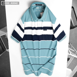 Áo Thun Sọc Nam Trung Niên Cổ Bẻ Có Túi - AS042