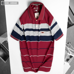 Áo Thun Sọc Nam Trung Niên Cổ Bẻ Có Túi - AS042