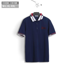 Áo Thun Nam Có Cổ Phối Màu Thêu Chữ - CS165