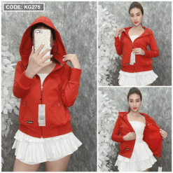 Áo khoác nữ tay dài thêu chữ tay xỏ ngón 6 túi cao cấp - KG275
