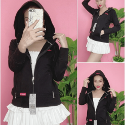 Áo khoác nữ tay dài thêu chữ tay xỏ ngón 6 túi cao cấp - KG275