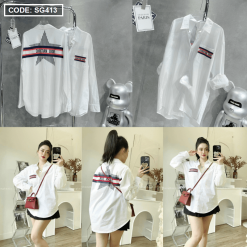 Sơ mi nữ màu trắng có túi - SG413
