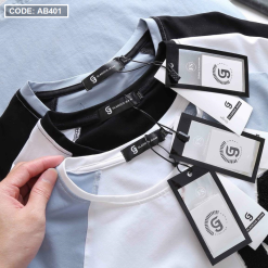 Áo Thun Nam Cổ Tròn Thun Cotton Quảng Châu Thêu Đắp Nổi Chữ M - AB401