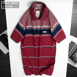 Áo thun nam cổ bẻ in sọc cao cấp - AS045