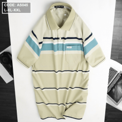 Áo thun nam cổ bẻ in sọc cao cấp - AS045