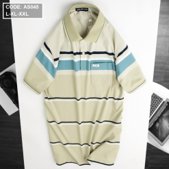 Áo thun nam cổ bẻ in sọc cao cấp - AS045