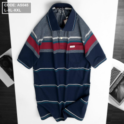 Áo thun nam cổ bẻ in sọc cao cấp - AS045