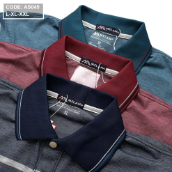 Áo thun nam cổ bẻ in sọc cao cấp - AS045
