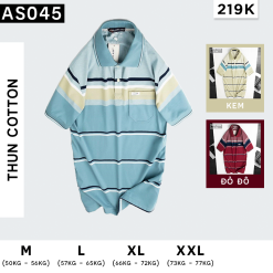 Áo thun nam cổ bẻ in sọc cao cấp - AS045