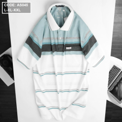 Áo thun nam cổ bẻ in sọc cao cấp - AS045