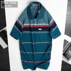 Áo thun nam cổ bẻ in sọc cao cấp - AS045