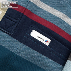 Áo thun nam cổ bẻ in sọc cao cấp - AS045