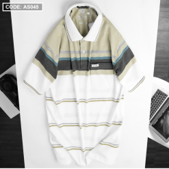 Áo thun nam cổ bẻ in sọc cao cấp - AS045