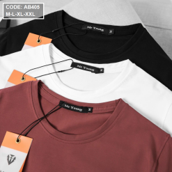 Áo Thun Nam Cổ Tròn Thêu Logo Thun Quảng Châu - AB405