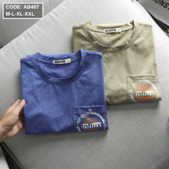 Áo Thun Nam Cổ Tròn Cotton In Logo Cao Cấp - AB407